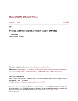 Politics and International Justice in a World of States