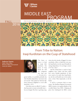 Middle East Program Occasional Paper Series Fall 2016