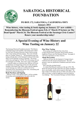 Wine History, Wine Tasting & Book Signing on January 22* New Exhibit