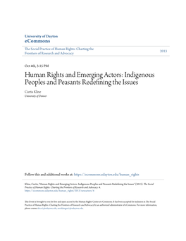 Human Rights and Emerging Actors: Indigenous Peoples and Peasants Redefining the Issues Curtis Kline University of Denver