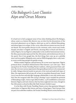 Ola Balogun's Lost Classics Aiye and Orun Mooru