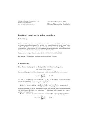 Functional Equations for Higher Logarithms