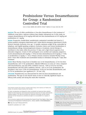 Prednisolone Versus Dexamethasone for Croup: a Randomized Controlled Trial Colin M