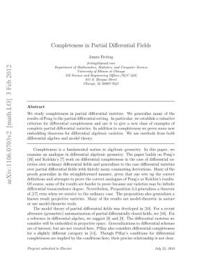 Completeness in Partial Differential Fields