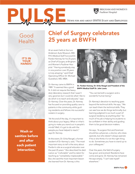 Chief of Surgery Celebrates 25 Years at BWFH