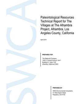 Paleontological Resources Technical Report for the Villages at the Alhambra Project, Alhambra, Los