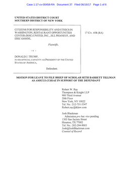 Case 1:17-Cv-00458-RA Document 37 Filed 06/16/17 Page 1 of 6