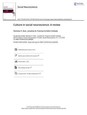 Culture in Social Neuroscience: a Review