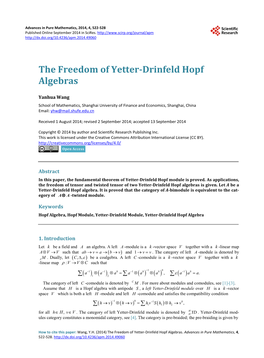 The Freedom of Yetter-Drinfeld Hopf Algebras