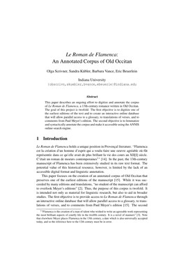 Le Roman De Flamenca: an Annotated Corpus of Old Occitan