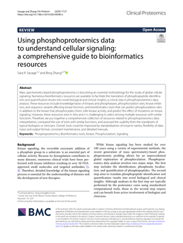 Using Phosphoproteomics Data to Understand Cellular Signaling: a Comprehensive Guide to Bioinformatics Resources Sara R