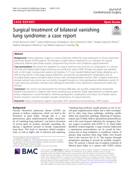 Surgical Treatment of Bilateral Vanishing Lung Syndrome