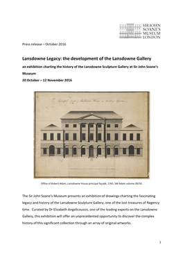 The Development of the Lansdowne Gallery