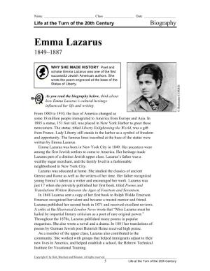 Emma Lazarus 1849–1887