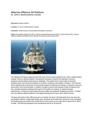 Hibernia Offshore Oil Platform St