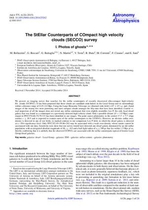 The Stellar Counterparts of Compact High Velocity Clouds (SECCO) Survey I