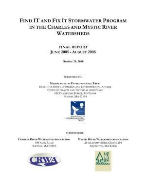 Find It and Fix It Stormwater Program in the Charles and Mystic River Watersheds
