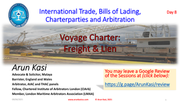 Voyage Charter: Freight & Lien