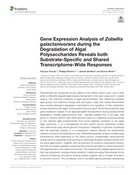 Gene Expression Analysis of Zobellia Galactanivorans During The