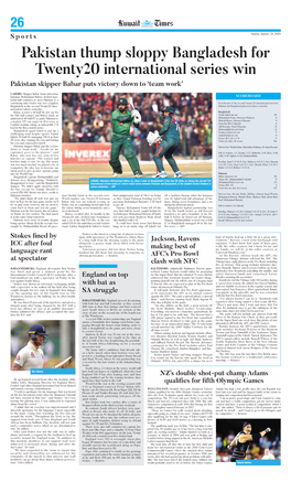 Pakistan Thump Sloppy Bangladesh for Twenty20 International Series Win Pakistan Skipper Babar Puts Victory Down to ‘Team Work’