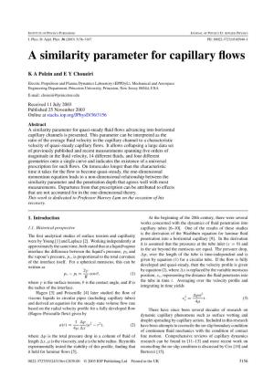 A Similarity Parameter for Capillary Flows