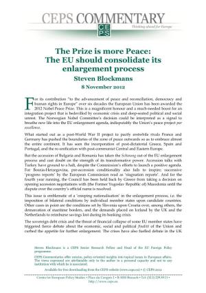 The EU Should Consolidate Its Enlargement Process Steven Blockmans 8 November 2012