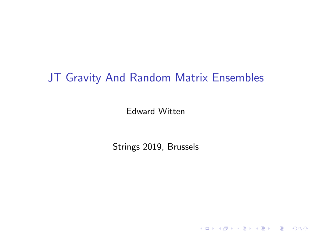 JT Gravity and Random Matrix Ensembles