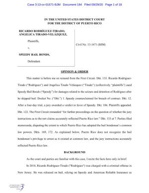 Case 3:13-Cv-01671-BJM Document 184 Filed 09/29/20 Page 1 of 18