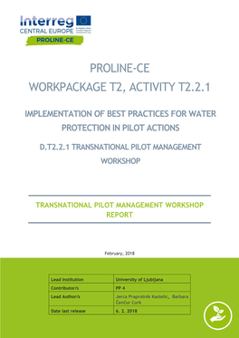Proline-Ce Workpackage T2, Activity T2.2.1