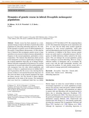 Dynamics of Genetic Rescue in Inbred Drosophila Melanogaster Populations