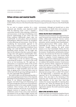 Urban Stress and Mental Health