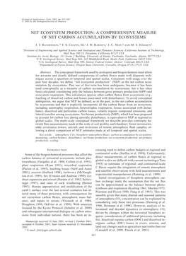 Net Ecosystem Production: a Comprehensive Measure of Net Carbon Accumulation by Ecosystems