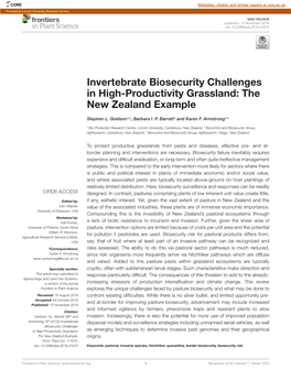 Invertebrate Biosecurity Challenges in High-Productivity Grassland: the New Zealand Example