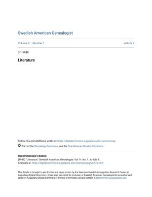 Swedish American Genealogist Literature