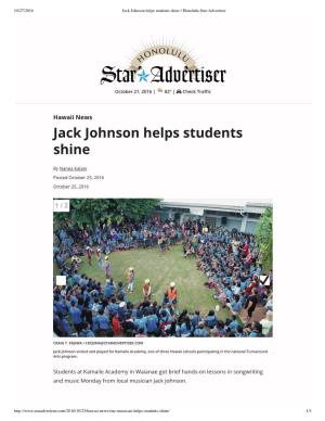 Jack Johnson Helps Students Shine | Honolulu Star-Advertiser