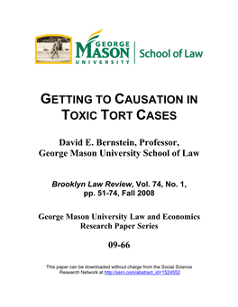 Getting to Causation in Toxic Tort Cases