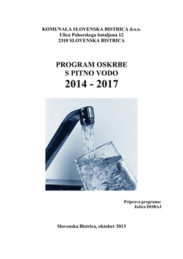 Program Oskrbe S Pitno Vodo 2014 - 2017