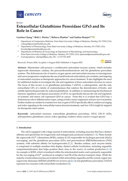 Extracellular Glutathione Peroxidase Gpx3 and Its Role in Cancer