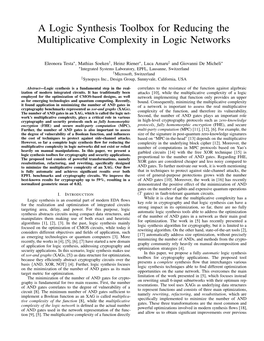 A Logic Synthesis Toolbox for Reducing the Multiplicative Complexity in Logic Networks