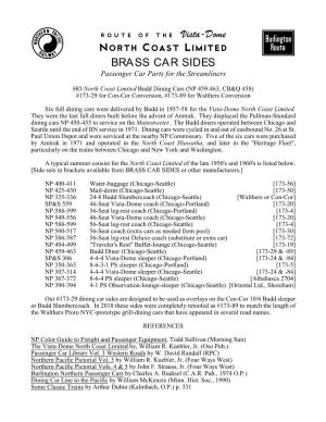 North Coast Limited BRASS CAR SIDES