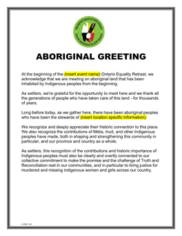 Aboriginal Greeting