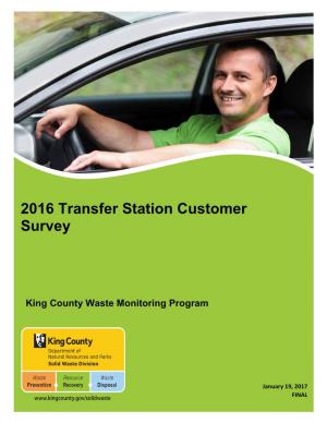 2016 Transfer Station Customer Survey Executive Summary