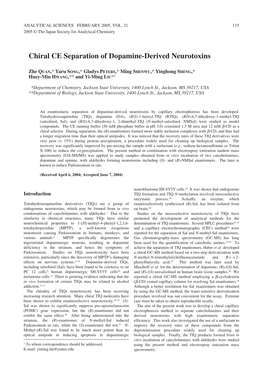 Chiral CE Separation of Dopamine-Derived Neurotoxins