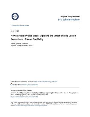 News Credibility and Blogs: Exploring the Effect of Blog Use on Perceptions of News Credibility