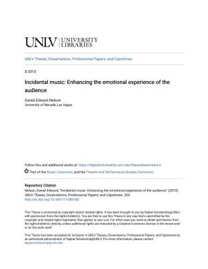 Incidental Music: Enhancing the Emotional Experience of the Audience