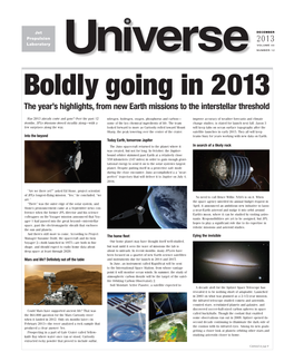 2013 the Year's Highlights, from New Earth Missions to the Interstellar