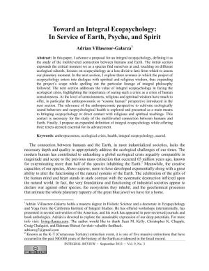 Toward an Integral Ecopsychology: in Service of Earth, Psyche, and Spirit