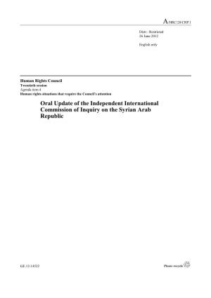 Oral Update of the Independent International Commission of Inquiry on the Syrian Arab Republic