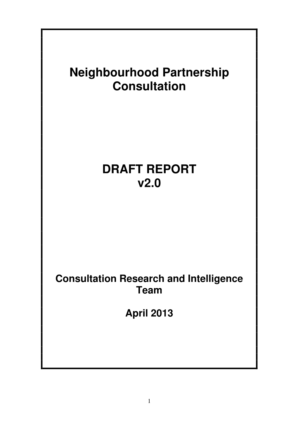 Neighbourhood Partnership Consultation