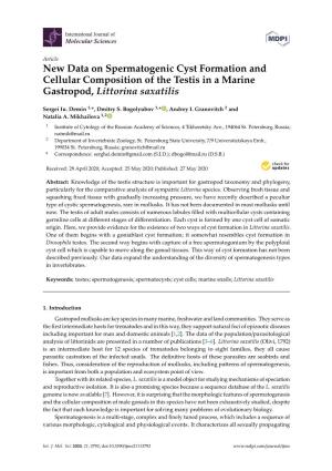 New Data on Spermatogenic Cyst Formation and Cellular Composition of the Testis in a Marine Gastropod, Littorina Saxatilis